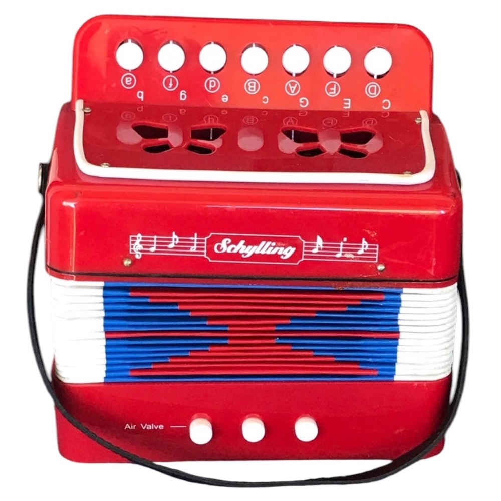 Vintage The Schylling Little Red Accordion Music Maker